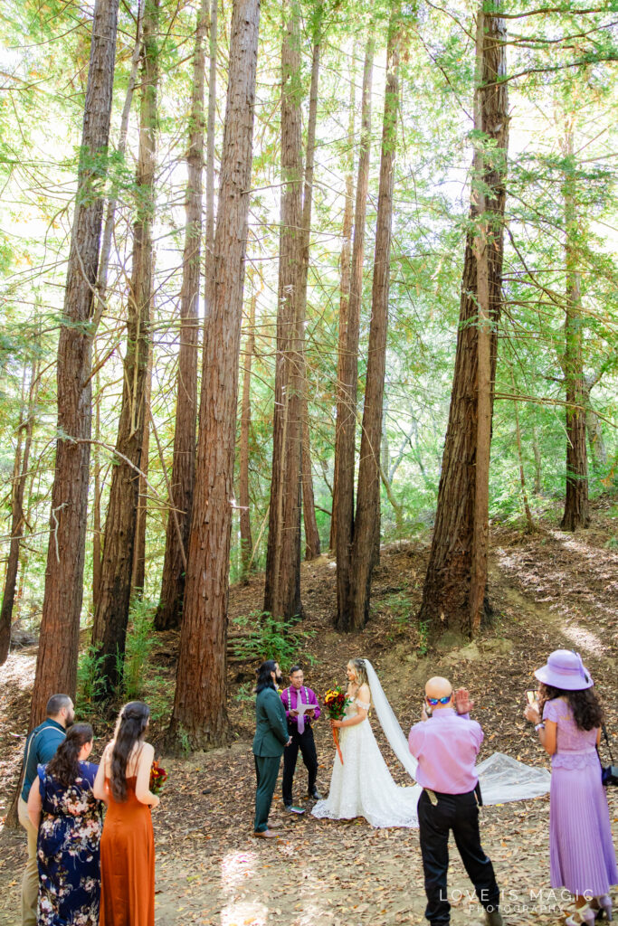 Big Sur Elopement ceremony with guests surrounding the couple