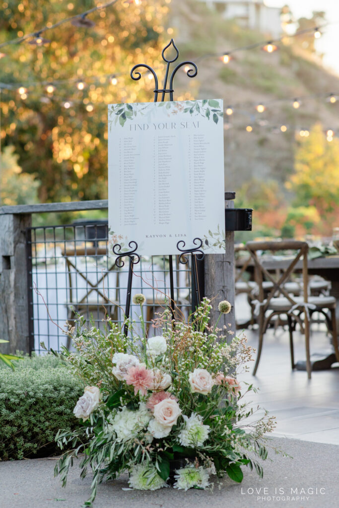 seating chart at The Ranch Laguna Beach, photo by Love is Magic Photography