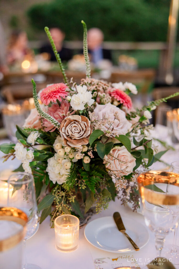 centerpieces at The Ranch Laguna Beach, photo by Love is Magic Photography