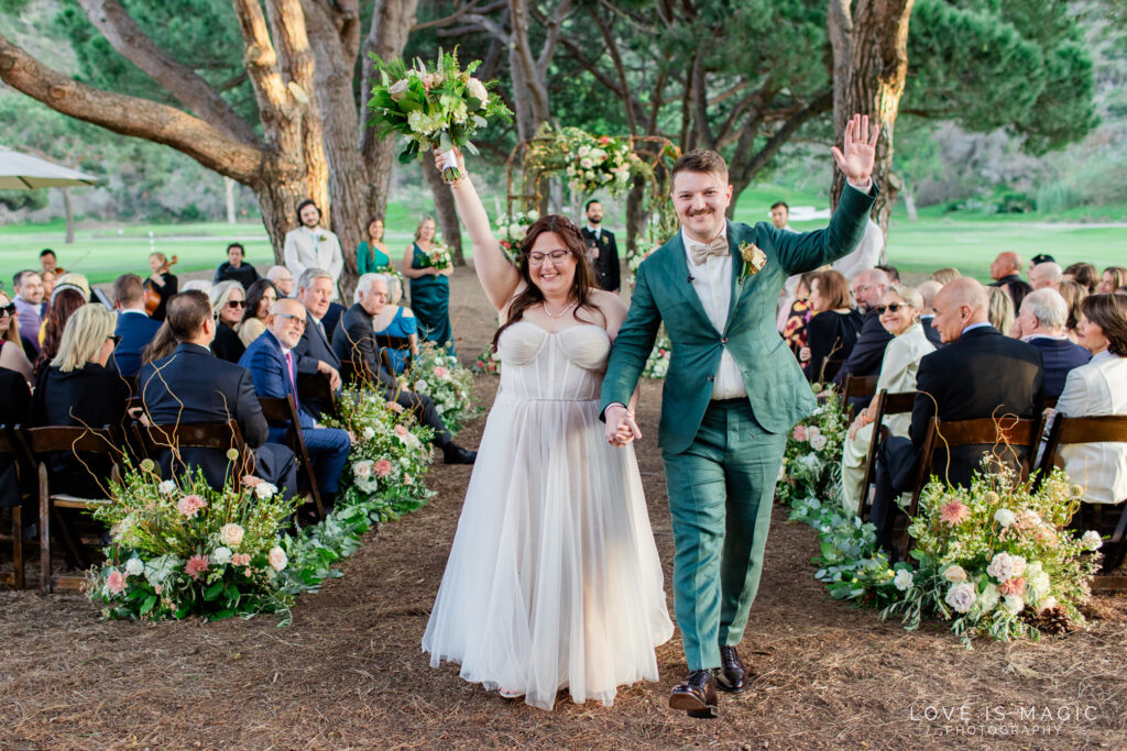 The Ranch Laguna Beach couple walking the aisle, photo by Love is Magic Photography