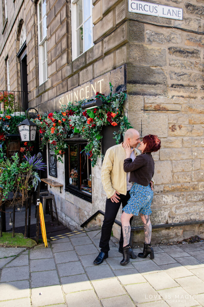 Circus Lane engagement photos at St. Vincent's Bar