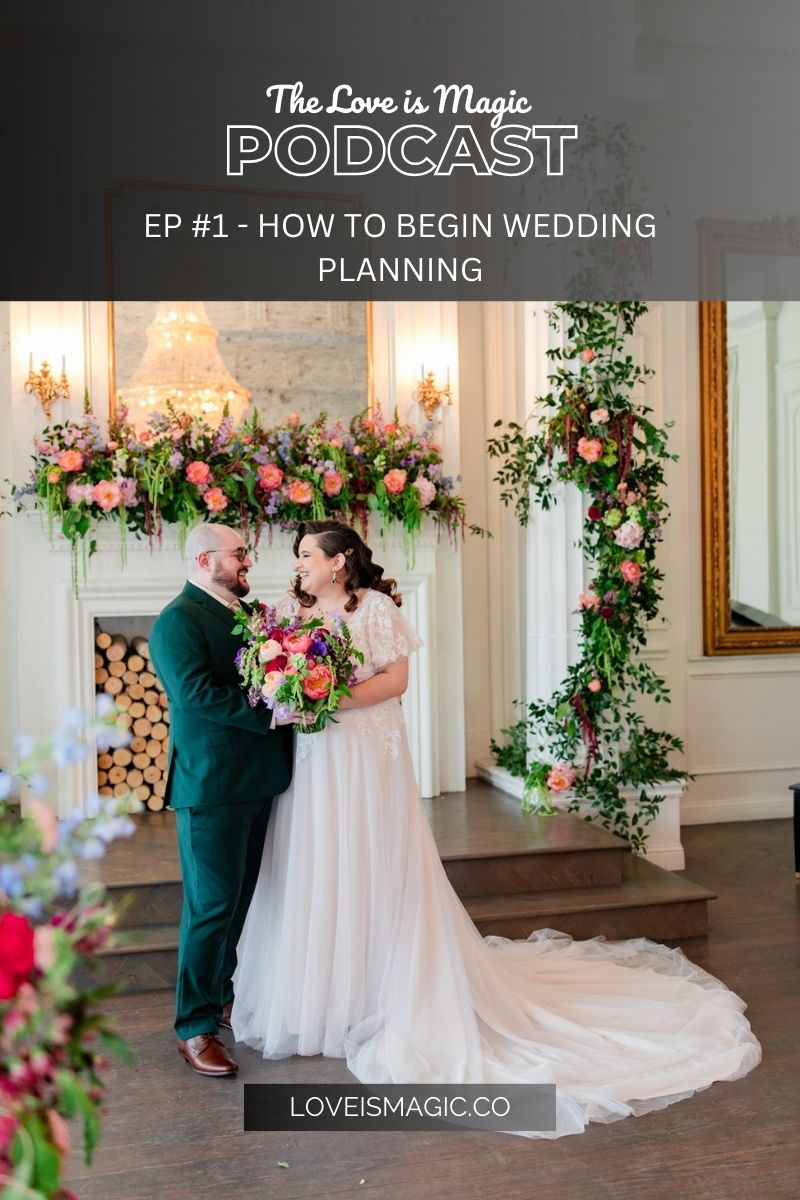 bride and groom smile at each other in front of a fireplace, photo by Love is Magic Photography