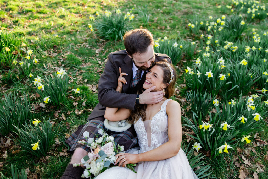 Glasgow wedding photographer capturing couple excited at their venue