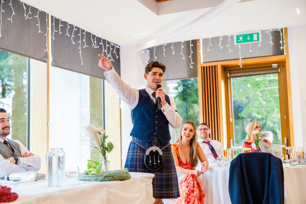 wedding guest gives speech